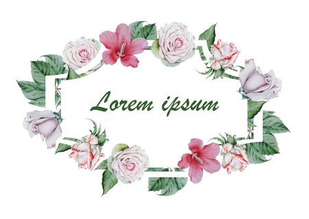 Greeting card with flowers. Hand drawn.の写真素材