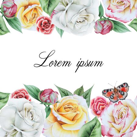Greeting card with flowers. Hand drawn.の写真素材