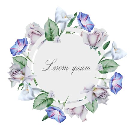 Greeting card with flowers. Hand drawn.の写真素材