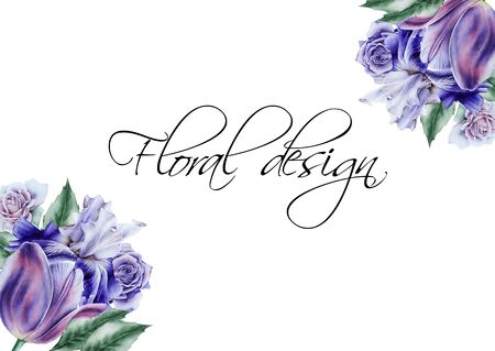 Invitation card with flowers. Hand drawn.の写真素材