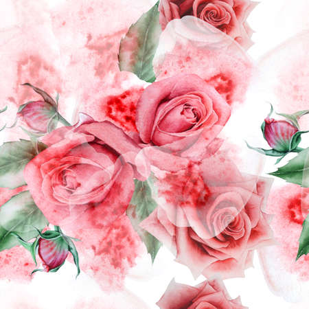 Watercolor bouquet with flowers. Rose Peony. Illustration. Hand drawn.の写真素材