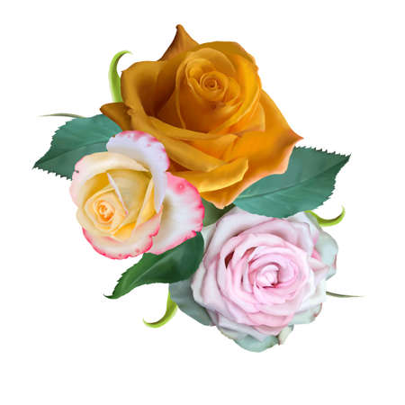 Watercolor bouquet with flowers. Illustration. Rose. Digital drawing.の写真素材