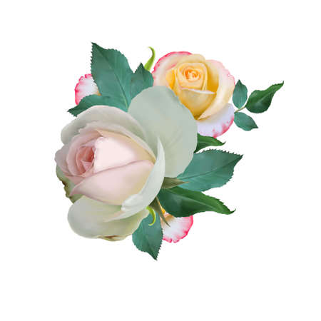 Watercolor bouquet with flowers. Illustration. Rose. Digital drawing.の写真素材