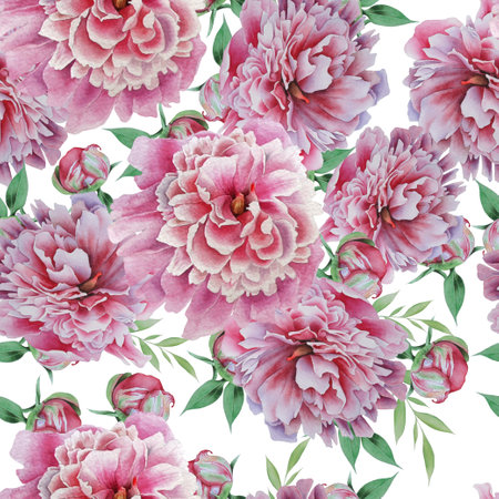 Beautiful watercolor seamless pattern with flowers. Hand drawn.の写真素材