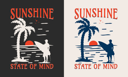 sunshine state of mind typography summer vector t shirt design, print readyのイラスト素材