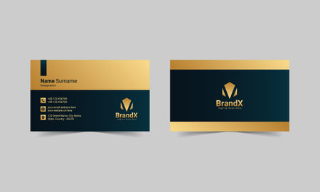 Business Card Template. Golden and Black Colors. Vector Illustration.のイラスト素材