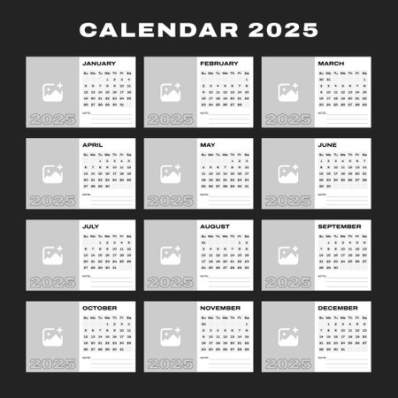 Modern and elegant 2025 desk calendar vector templateのイラスト素材