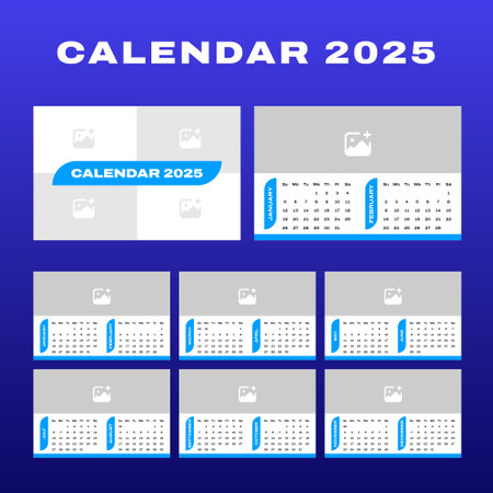 Desk calendar 2025 template design, professional calendar 2025 designのイラスト素材