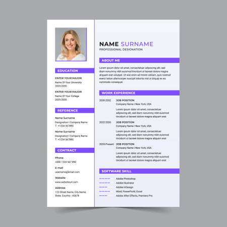 Modern, minimalist cv template, clean resume vector templateのイラスト素材