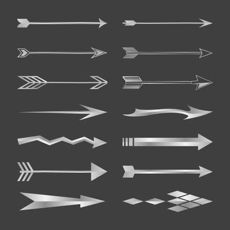 Silver arrow icon set collection vector illustrationのイラスト素材
