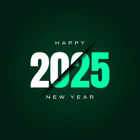 2025 Happy New Year Text Typography Design Element flyer banner designのイラスト素材
