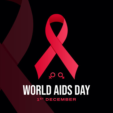 Dark background with world aids day badgeのイラスト素材