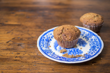 Fresh homemade muffins on a plateの写真素材