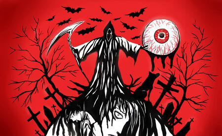 Death Illustration with simple colorの写真素材