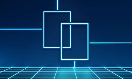 Blue neon light background picture.3d renderingの写真素材