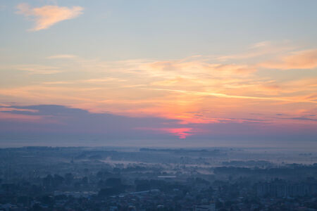 misty sunsetの写真素材