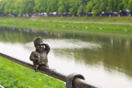 sculpture near riverの写真素材