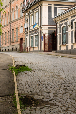 old street in small town in europeの写真素材