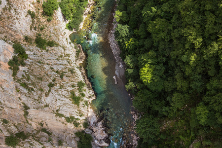 blue river in green summer mountainsの写真素材