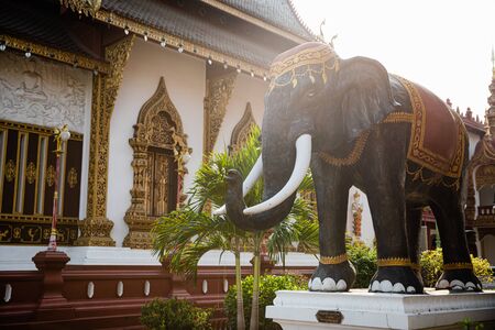 Beautiful Wat Saen Muang Ma Luang budhist temple in Chiang Maiの写真素材