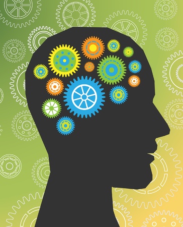 head thinking gear vector のイラスト素材