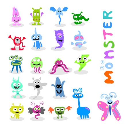 20 set cute monster のイラスト素材