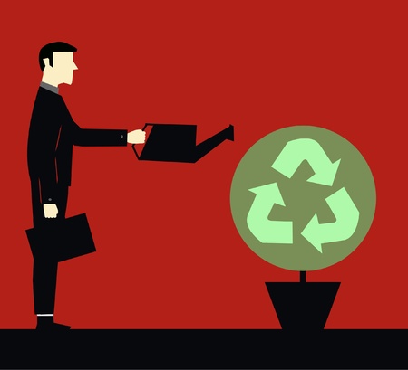 Businessman Ecology Wateringのイラスト素材