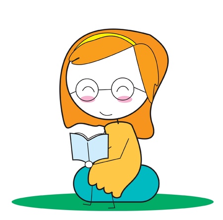 girl reading bookのイラスト素材