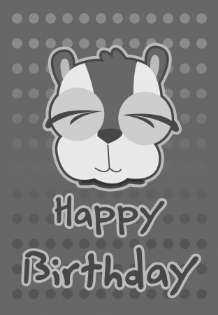 birthday card with illustration cute raccoonのイラスト素材