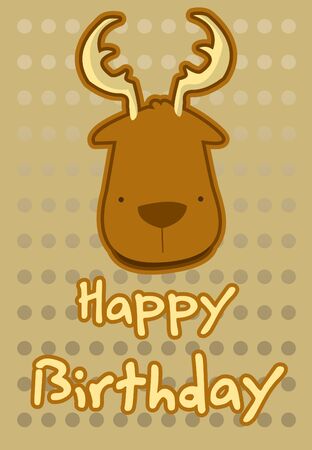 birthday card with illustration cute deerのイラスト素材