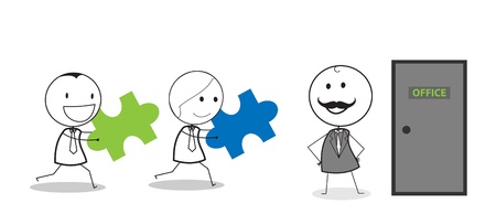 businessman jigsaw doorのイラスト素材