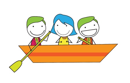people group at boatのイラスト素材