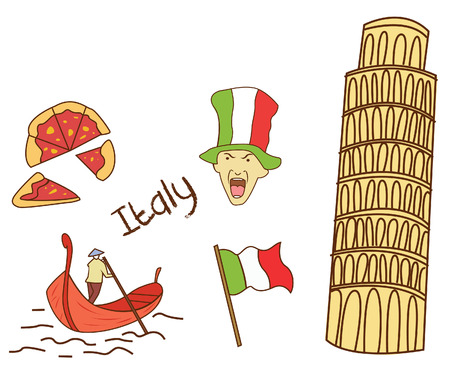 Italy Tourism  Object Collectionのイラスト素材