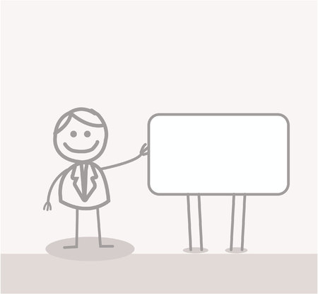 Funny Doodle : Businessman Showing Bannerのイラスト素材