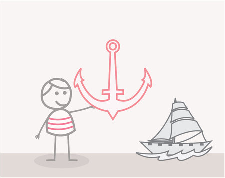 The Sailor Holding an Anchorのイラスト素材