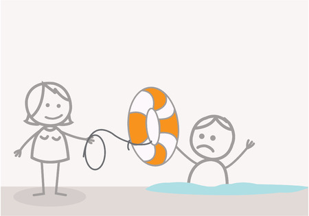 Woman help sink manのイラスト素材