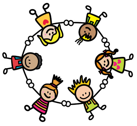 Happy kids holding handのイラスト素材