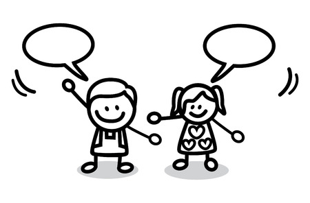 Happy Girl and Boyのイラスト素材