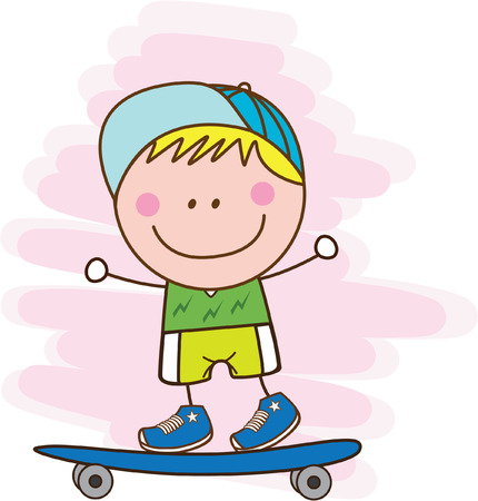 boy playing skateboardのイラスト素材