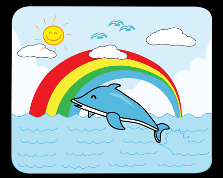 Whale jumping seaのイラスト素材