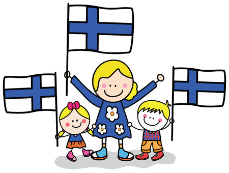 Finland kids and momのイラスト素材