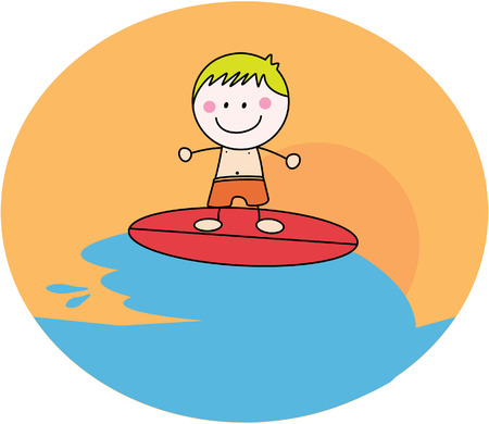 Surfing boyのイラスト素材