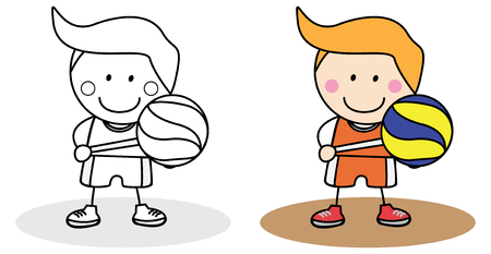 Boy playing basket ballのイラスト素材