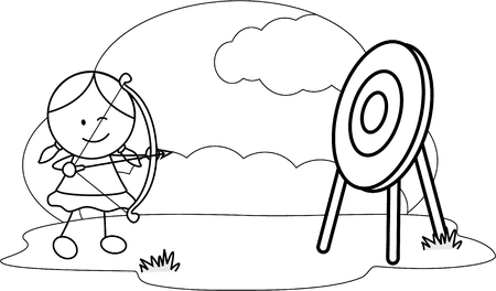 girl playing arrowのイラスト素材