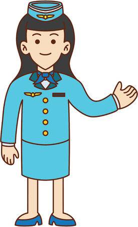 Stewardress doodle cartoon illustrationのイラスト素材