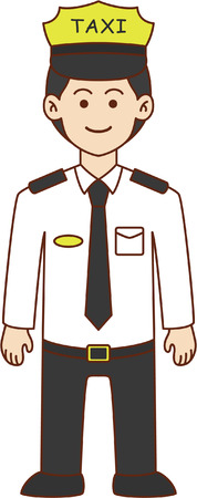 Taxi driver doodle cartoon design illustrationのイラスト素材