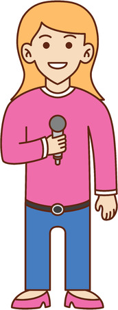 Singer doodle cartoon design illustrationのイラスト素材