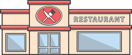 Restaurant building Doodle Illustration cartoonのイラスト素材
