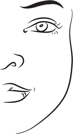 Cheek black and white simple line illustrationのイラスト素材