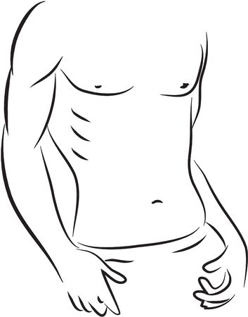 waist black and white simple line illustrationのイラスト素材